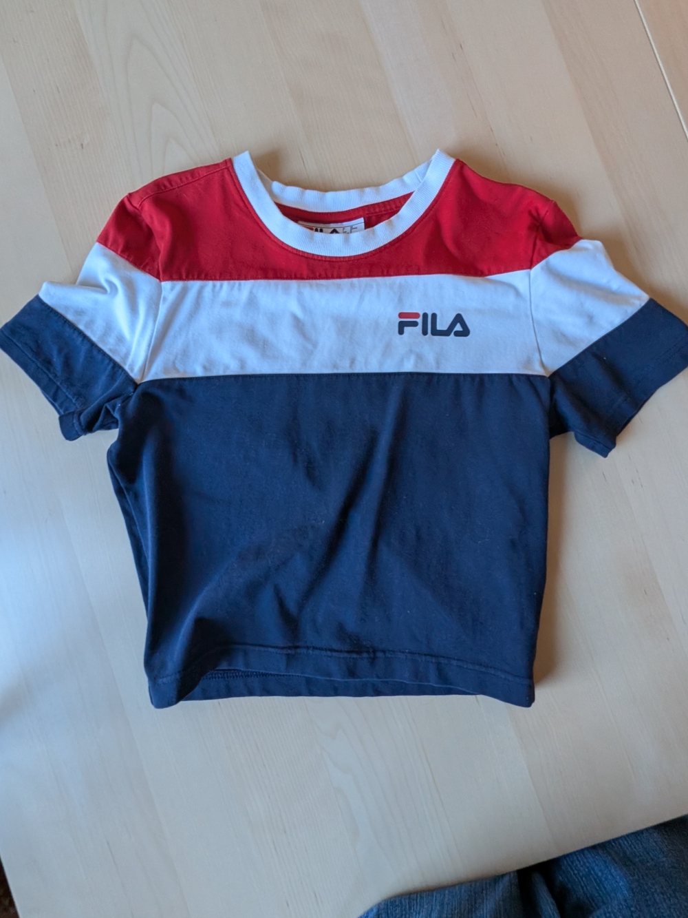 FILA Red White & Navy Colorblock Crop Tee